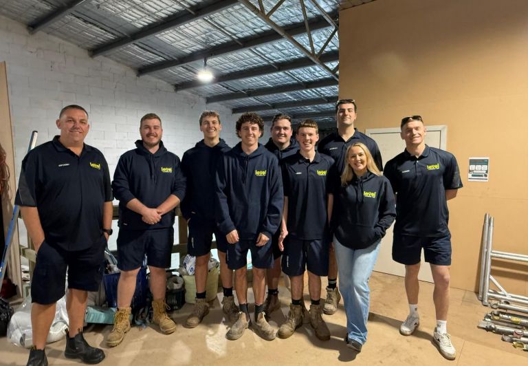 Level Plumbing and Gas Newcastle Central team wearing their new Level uniforms.