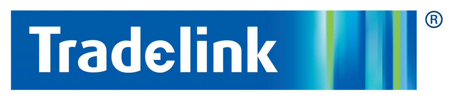 Tradelink logo white keyline blue TM