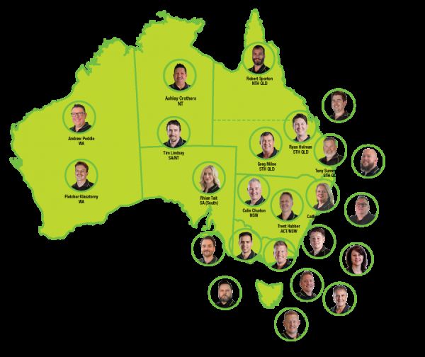 Trader national team map showing support across Australia