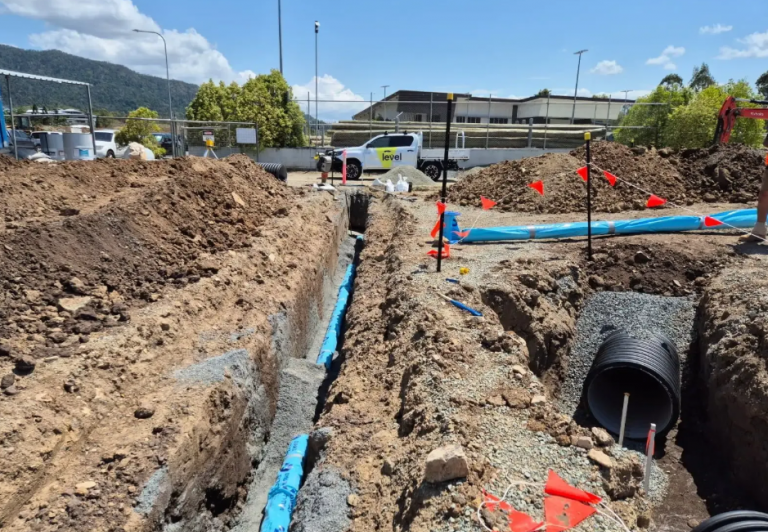 Drainage and civil plumbing works by Level Plumbing Airlie Beach, supporting construction plumbing projects across Airlie Beach and the Whitsundays.