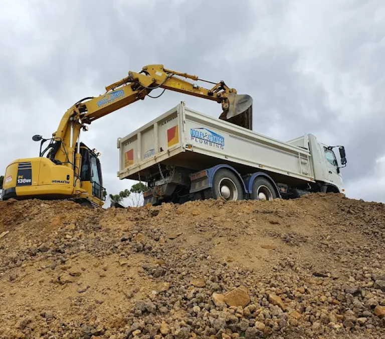 Level Plumbing Colac excauation truck on site v2