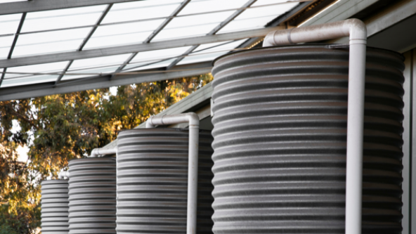 Commercial greywater recycling tanks installed to reduce water usage and support sustainability goals